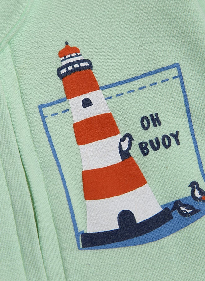BONTOTS Infant Boys Lighthouse Printed Organic Cotton Sleepsuit - Image 5